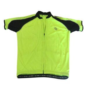 Canari Men's Large Neon Yellow Cycling Jersey Full Zip With Pockets Polyester